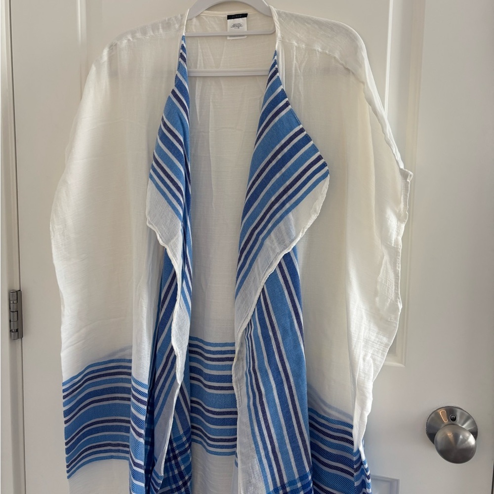 J. Crew White and Blue Patterned Coverup - Picture 2 of 6